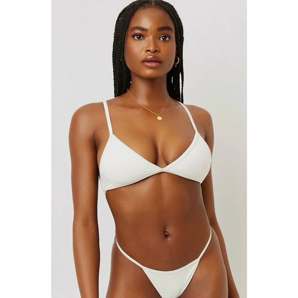 NWT Frankies Bikinis Binx Skimpy Bikini Bottom White Medium Y2K 90s